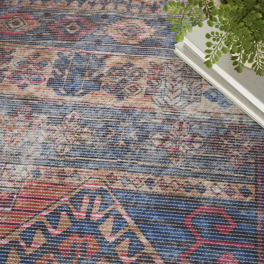 Multicolor Southwestern Power Loom Distressed Washable Area Rug Photo 8