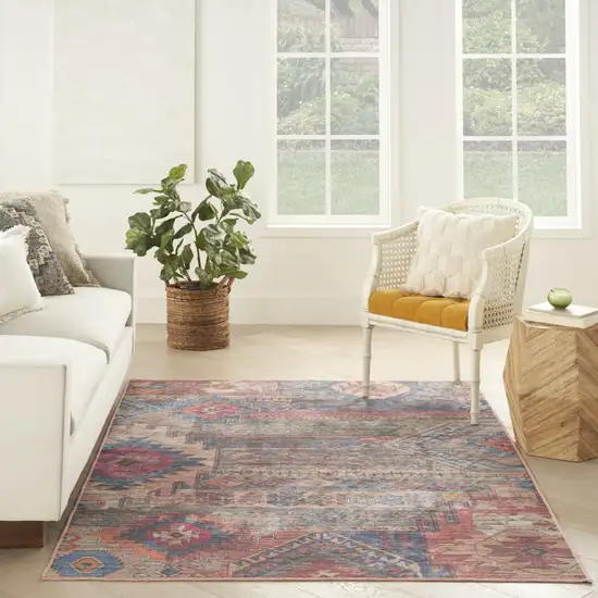 Multicolor Southwestern Power Loom Distressed Washable Area Rug Photo 6