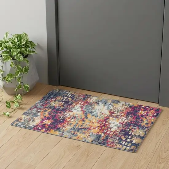 Blue and Ivory Abstract Area Rug Photo 1