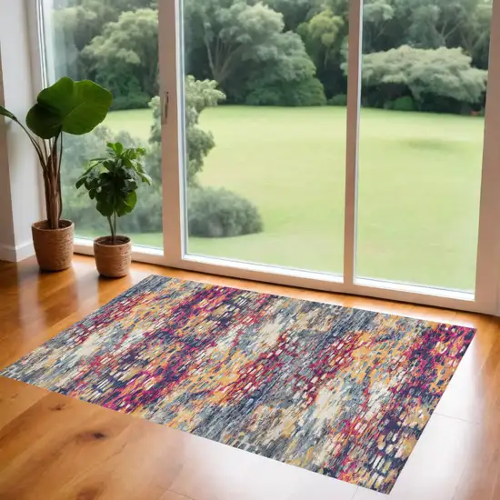 Teal Blue Abstract Dhurrie Area Rug Photo 1