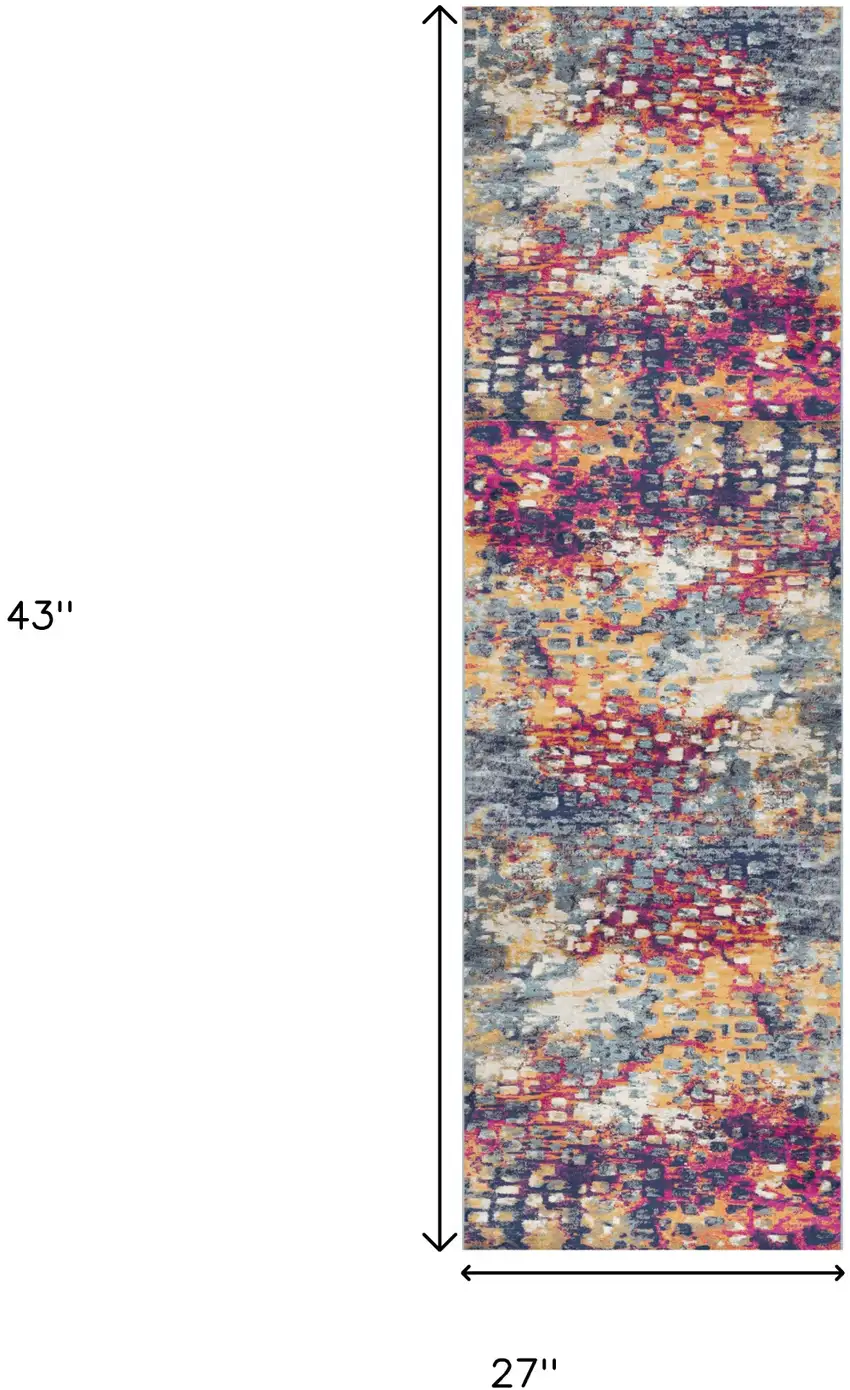 Blue and Ivory Abstract Area Rug Photo 7