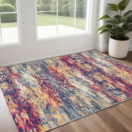 Blue and Ivory Abstract Area Rug Photo 1