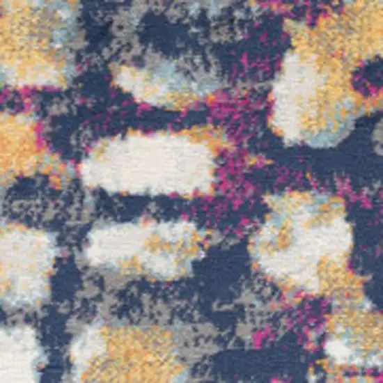 Teal and Gold Abstract Washable Area Rug Photo 3