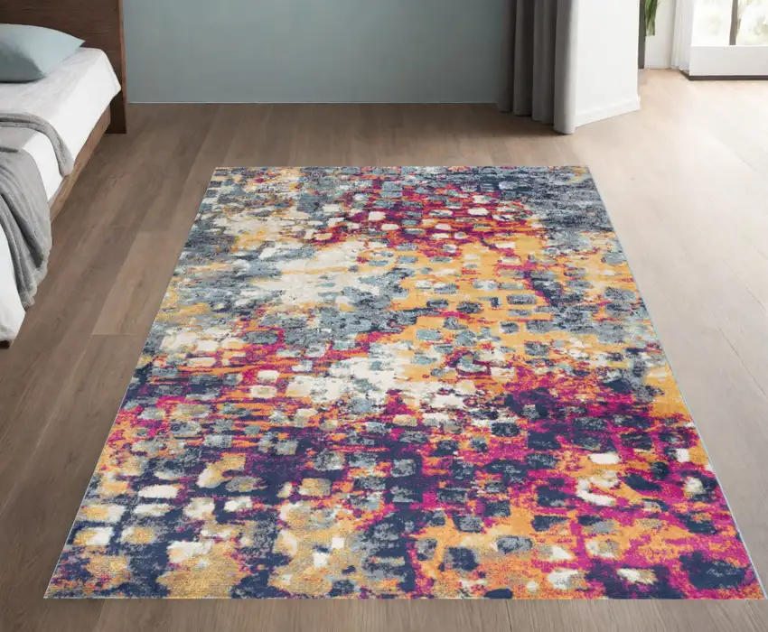 Teal Blue Abstract Dhurrie Area Rug Photo 1