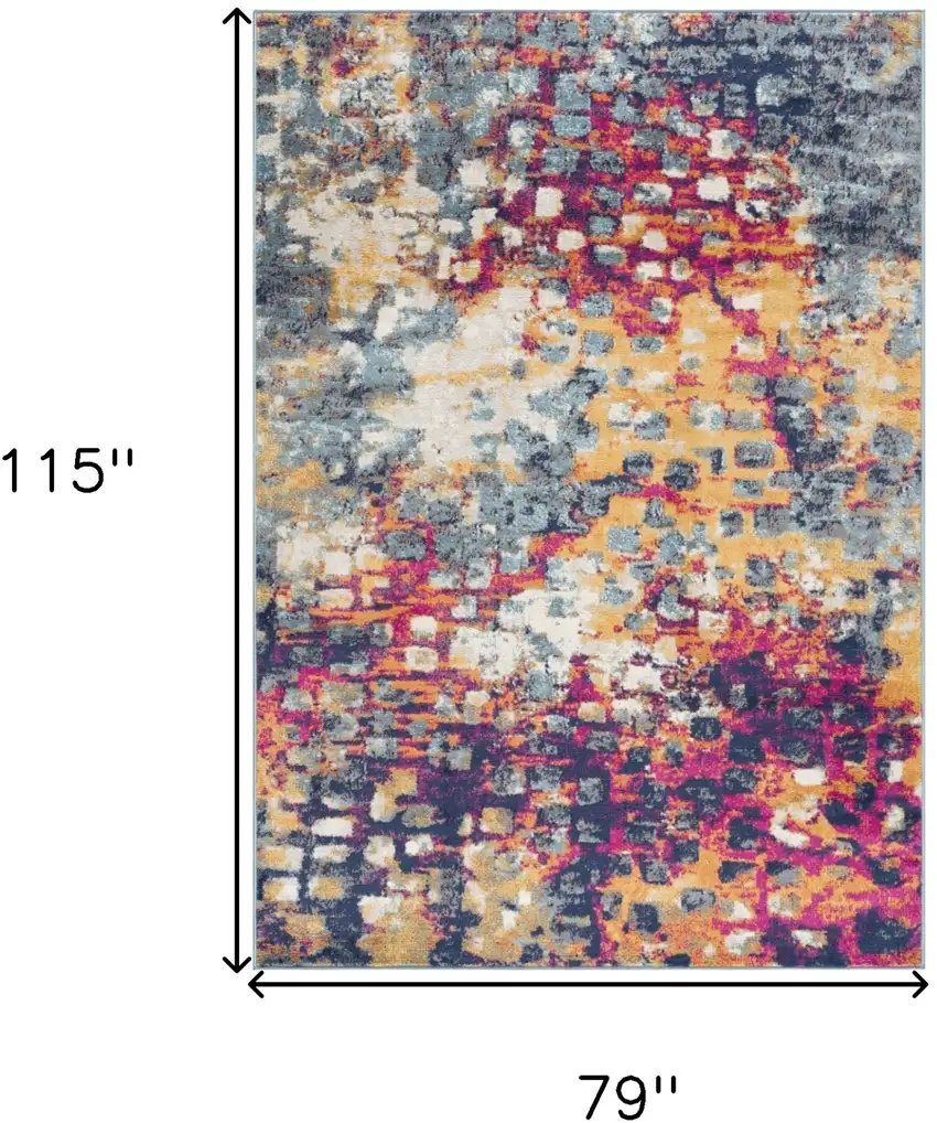 Blue and Ivory Abstract Area Rug Photo 3