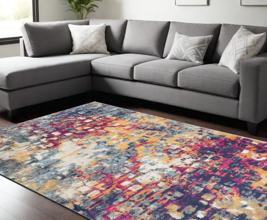 Teal Blue Abstract Dhurrie Area Rug Photo 1
