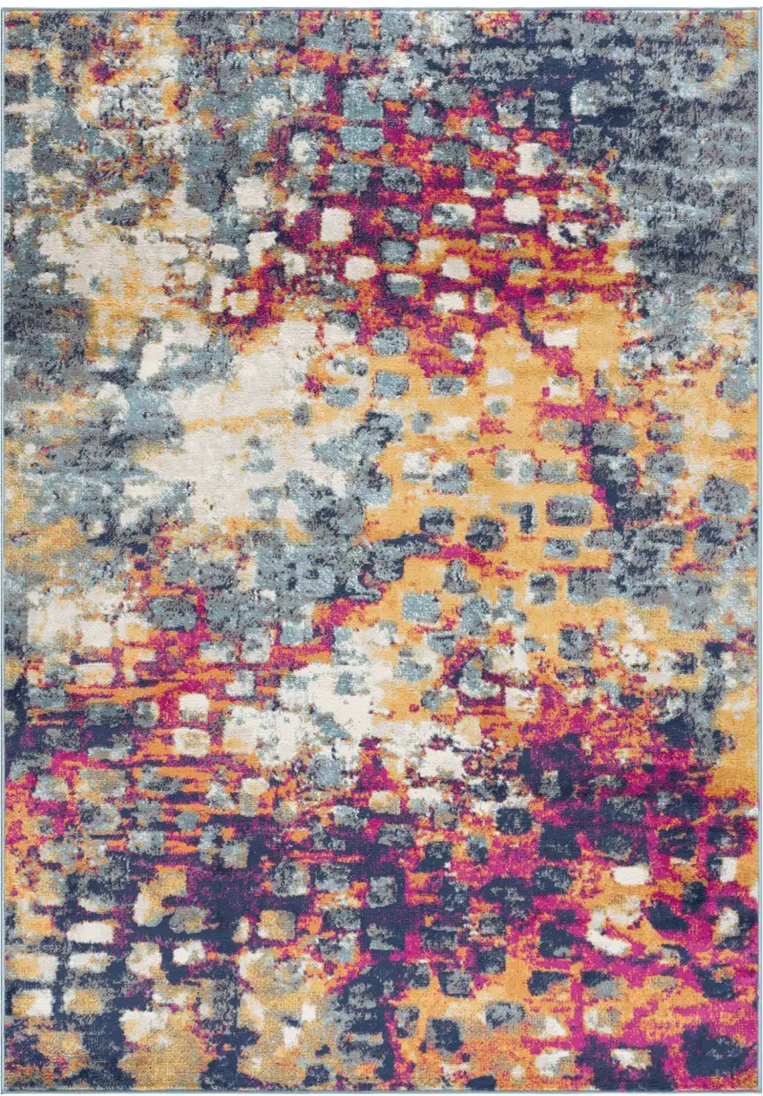 Blue and Ivory Abstract Area Rug Photo 2