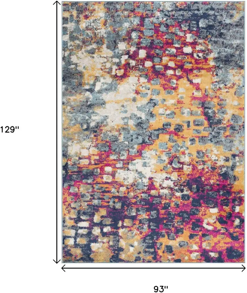 Blue and Ivory Abstract Area Rug Photo 7
