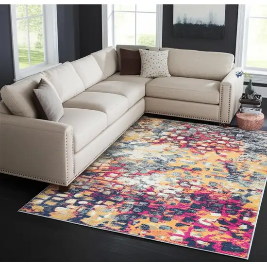 Blue and Ivory Abstract Area Rug Photo 2