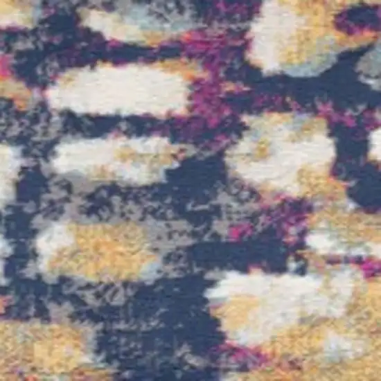 13' Blue And Gold Abstract Runner Rug Photo 6