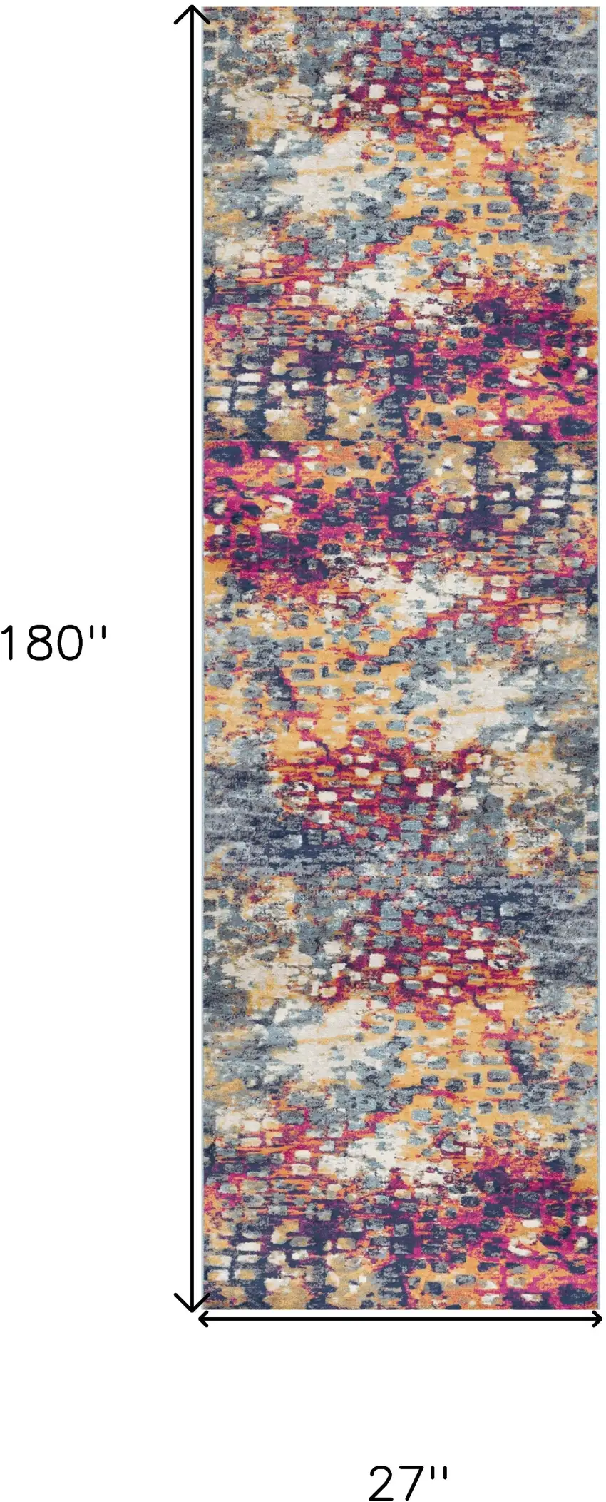 Blue and Ivory Abstract Runner Rug Photo 3