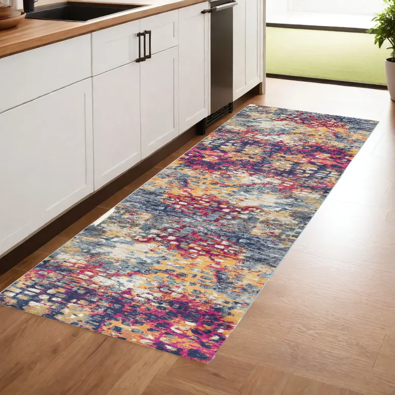 Multicolored Abstract Painting Runner Rug Photo 4