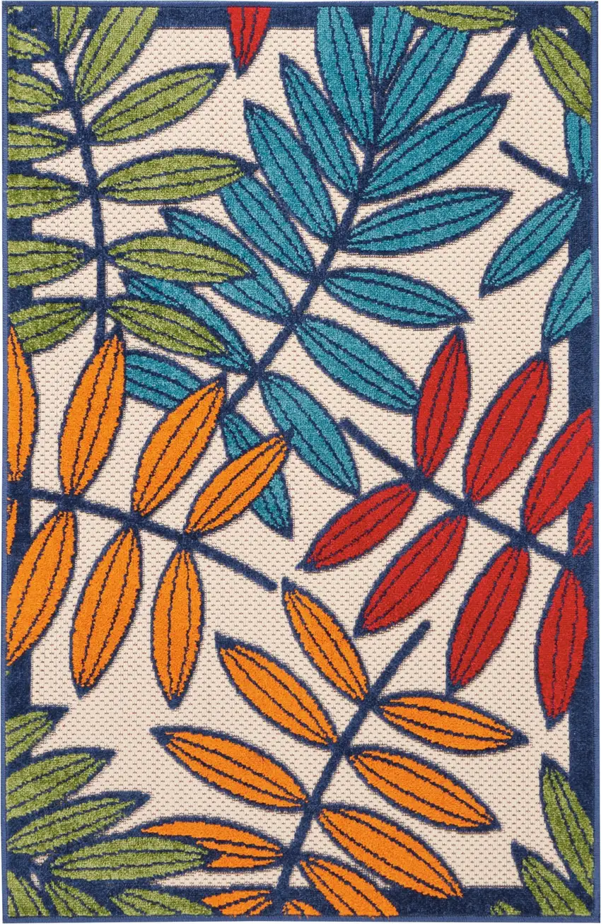 Multicolored Leaves Indoor Outdoor Area Rug Photo 1