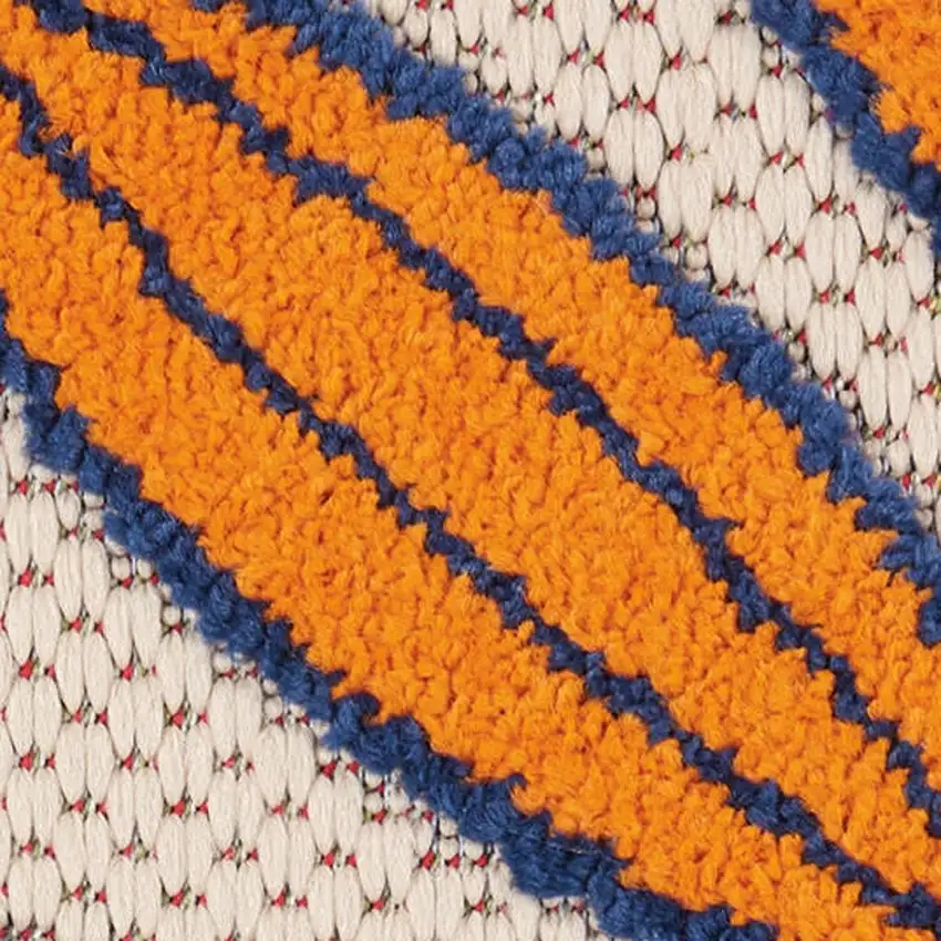 Ivory And Blue Floral Indoor Outdoor Area Rug Photo 1