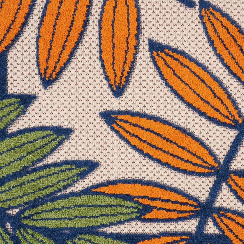 Ivory And Blue Floral Indoor Outdoor Area Rug Photo 3