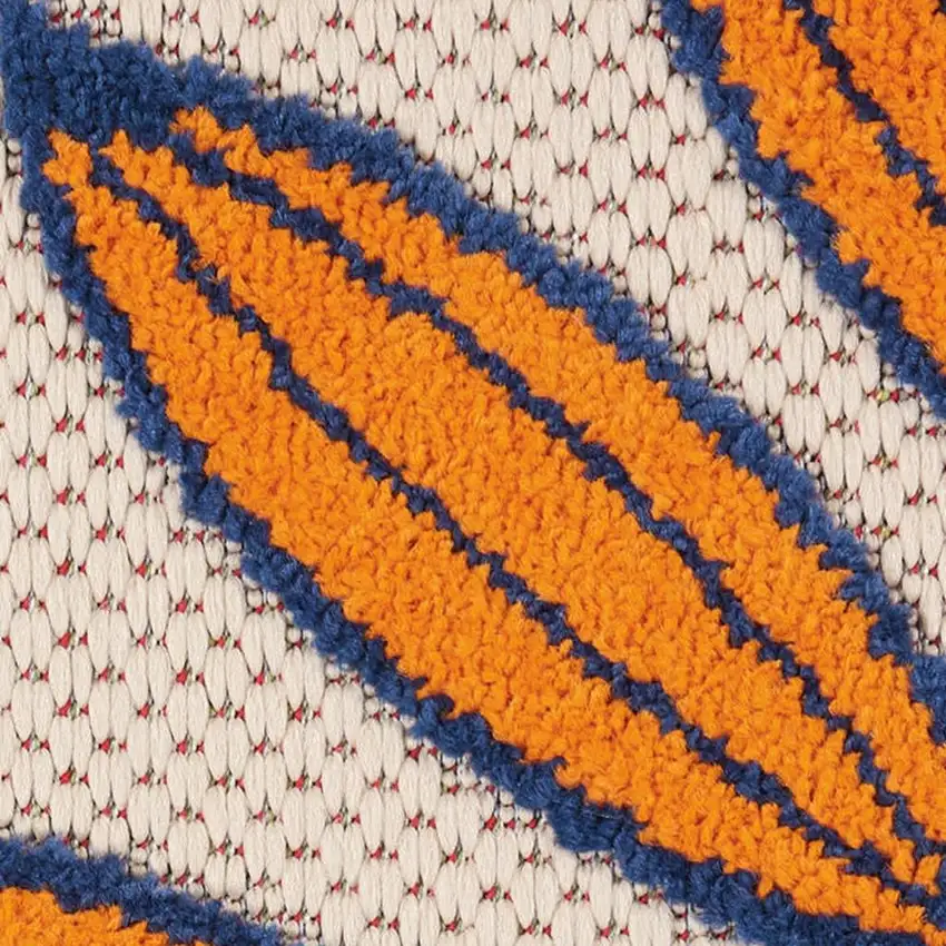 Ivory And Blue Floral Indoor Outdoor Area Rug Photo 3