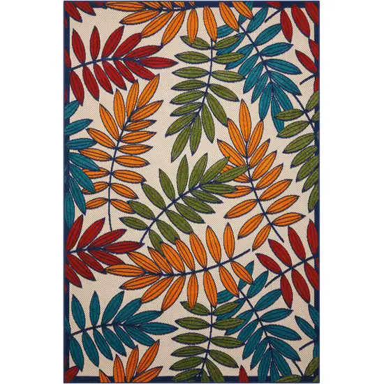 Ivory And Blue Floral Indoor Outdoor Area Rug Photo 1