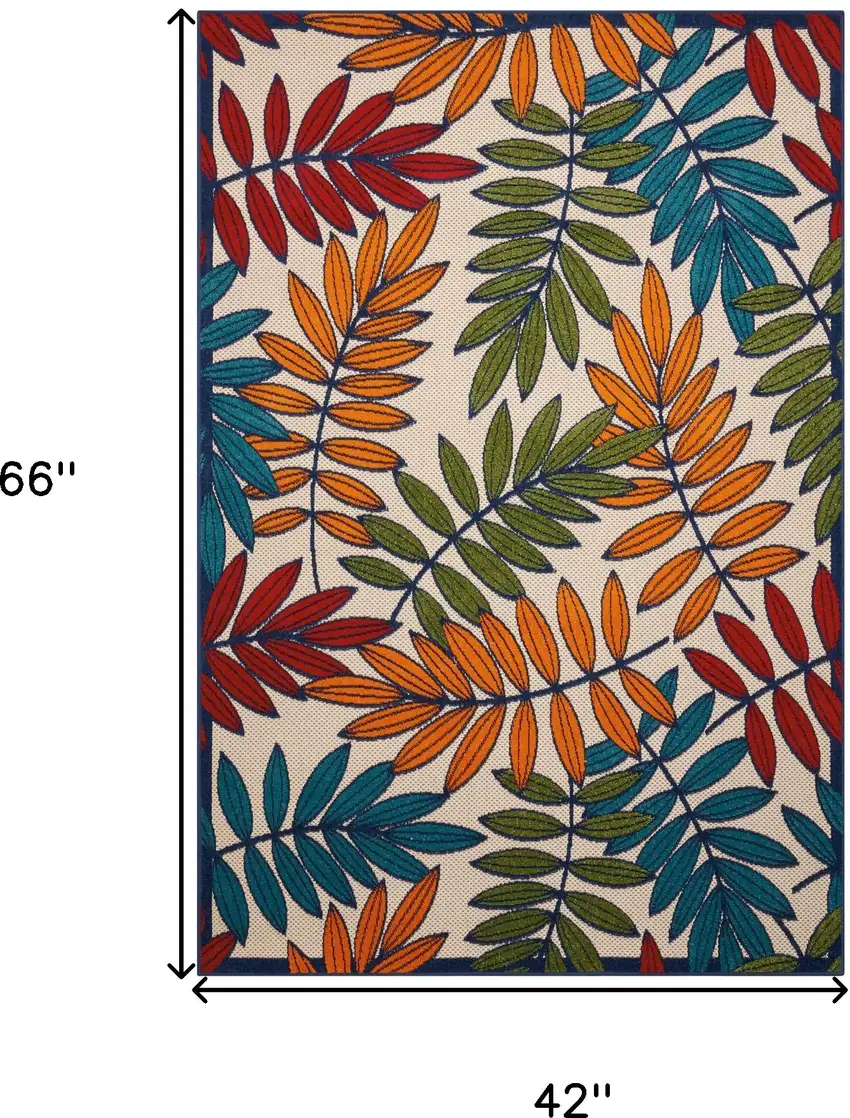 Ivory And Blue Floral Indoor Outdoor Area Rug Photo 9