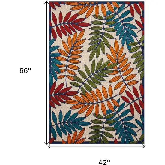 Ivory And Blue Floral Indoor Outdoor Area Rug Photo 9