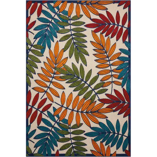 Ivory And Blue Floral Indoor Outdoor Area Rug Photo 6