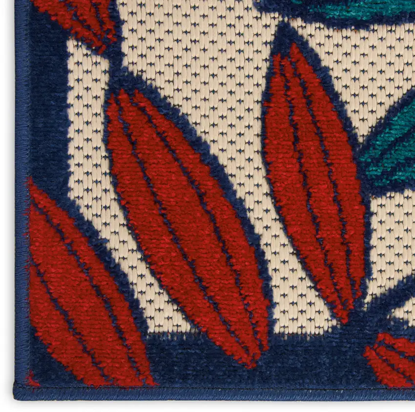 Ivory And Blue Floral Indoor Outdoor Area Rug Photo 6