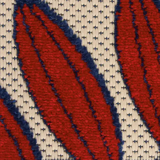 Ivory And Blue Floral Indoor Outdoor Area Rug Photo 8