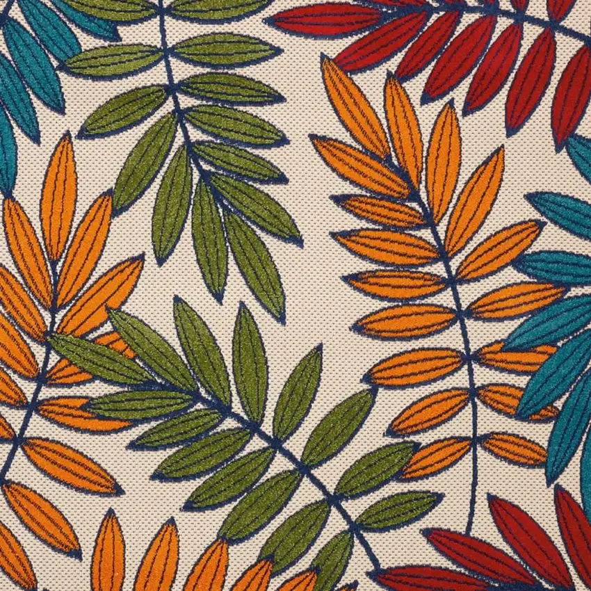 Ivory And Blue Floral Indoor Outdoor Area Rug Photo 3