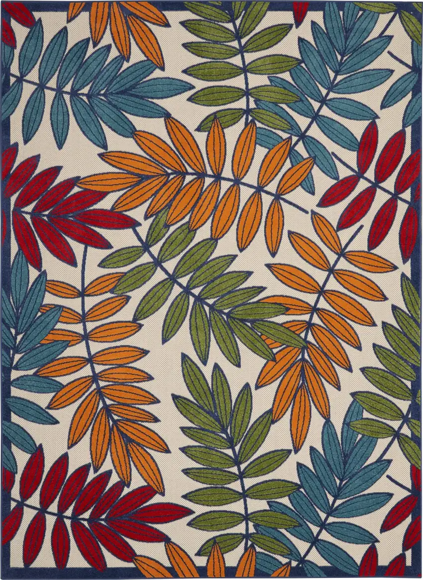 Multicolored Leaves Indoor Outdoor Area Rug Photo 1