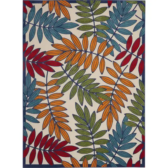 Ivory And Blue Floral Indoor Outdoor Area Rug Photo 1