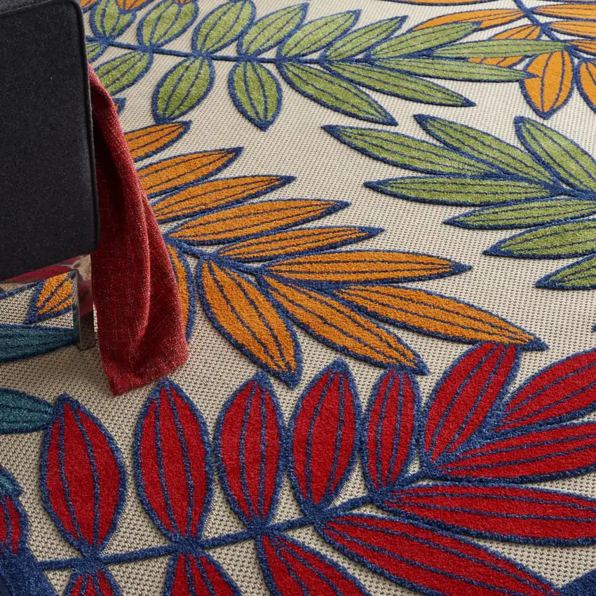 Multicolored Leaves Indoor Outdoor Area Rug Photo 3