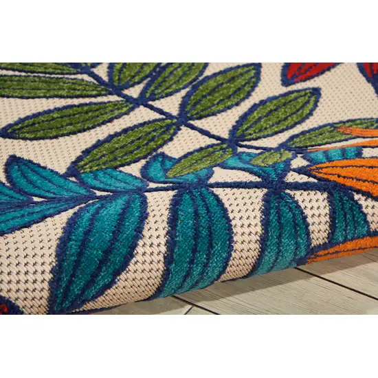 Ivory And Blue Floral Indoor Outdoor Area Rug Photo 4
