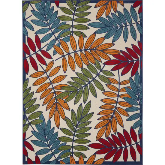Ivory And Blue Floral Indoor Outdoor Area Rug Photo 7