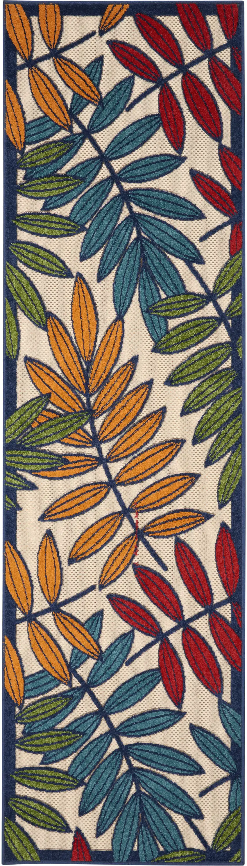 Ivory And Blue Floral Indoor Outdoor Area Rug Photo 2