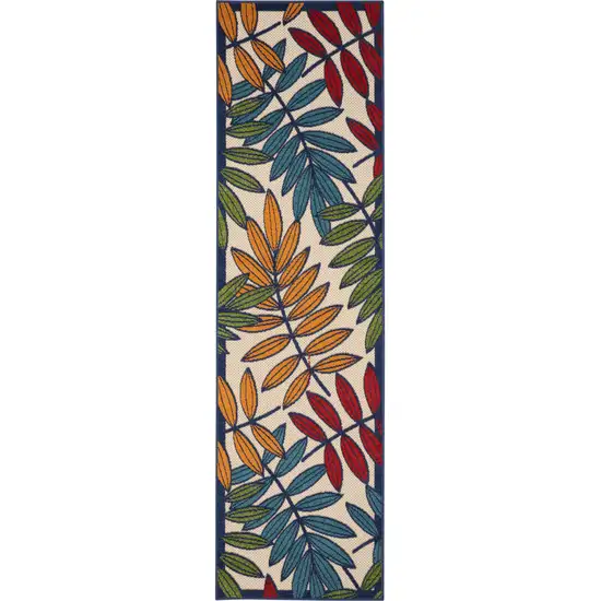 Ivory And Blue Floral Indoor Outdoor Area Rug Photo 2