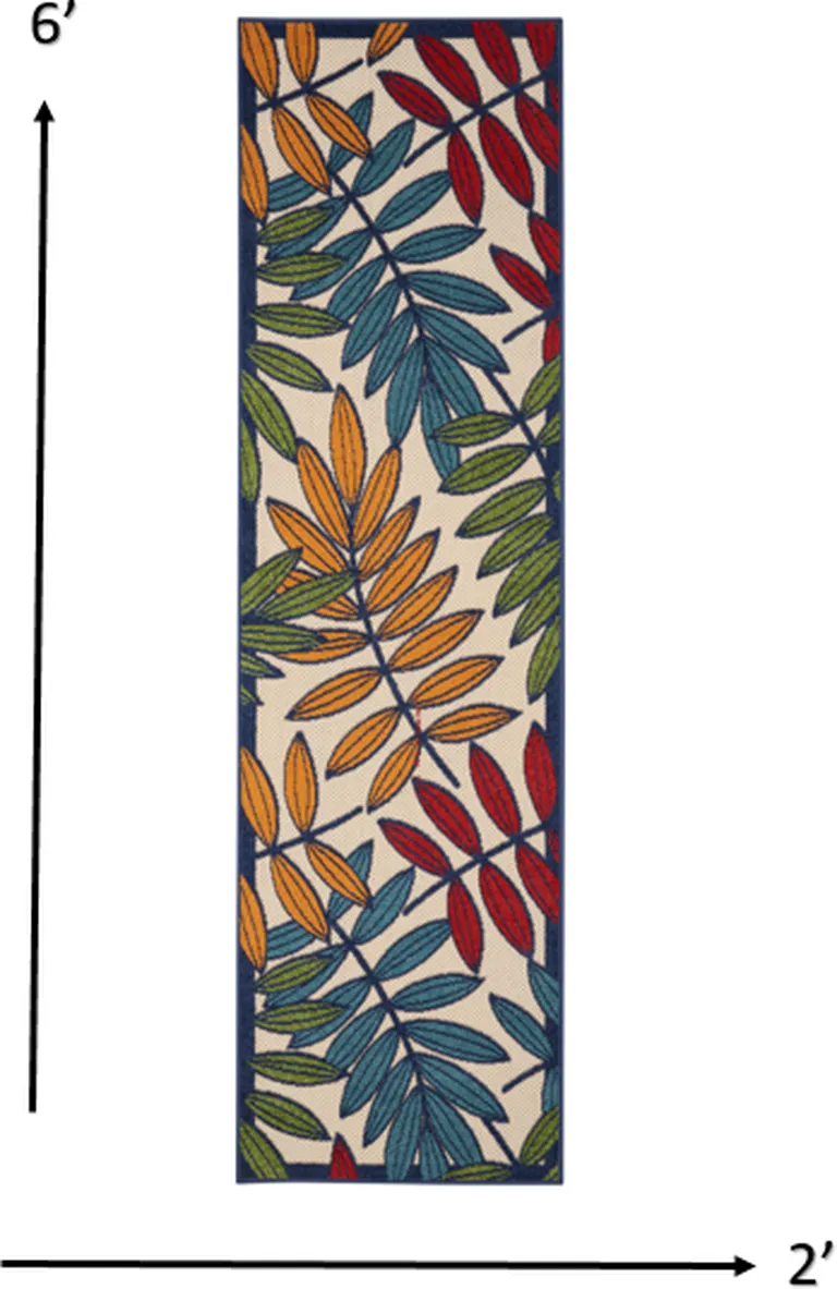Multicolored Leaves Indoor Outdoor Runner Rug Photo 5