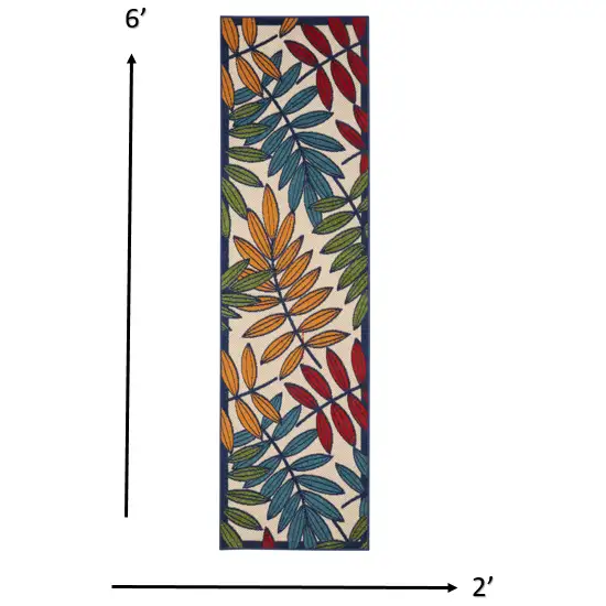 Multicolored Leaves Indoor Outdoor Runner Rug Photo 5