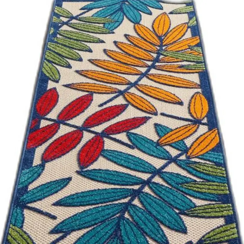 Multicolored Leaves Indoor Outdoor Runner Rug Photo 9