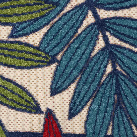 Ivory And Blue Floral Indoor Outdoor Area Rug Photo 5