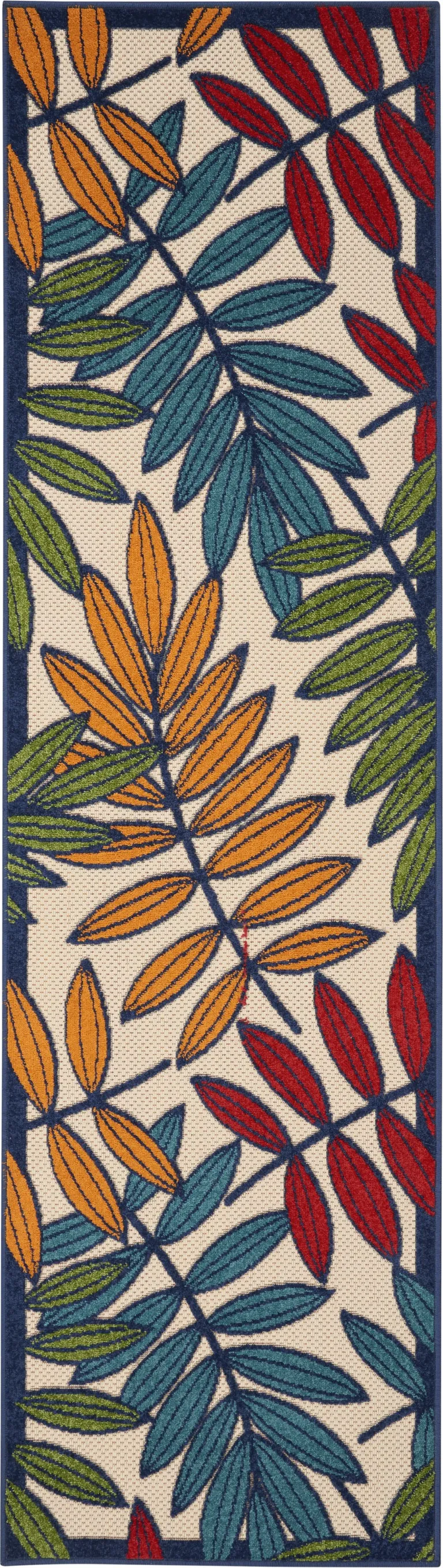 Multicolored Leaves Indoor Outdoor Runner Rug Photo 1