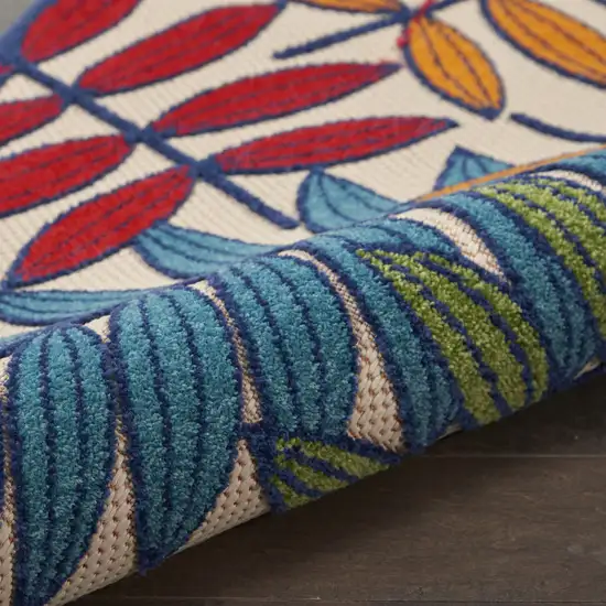 Ivory And Blue Floral Indoor Outdoor Area Rug Photo 6