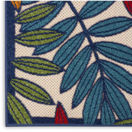 Ivory And Blue Floral Indoor Outdoor Area Rug Photo 8