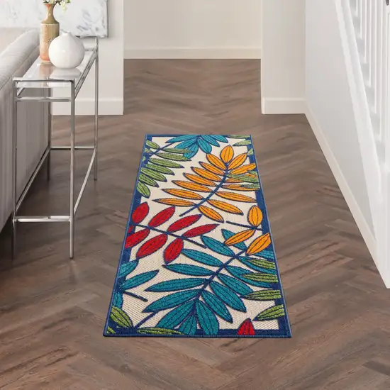 Multicolored Leaves Indoor Outdoor Runner Rug Photo 6