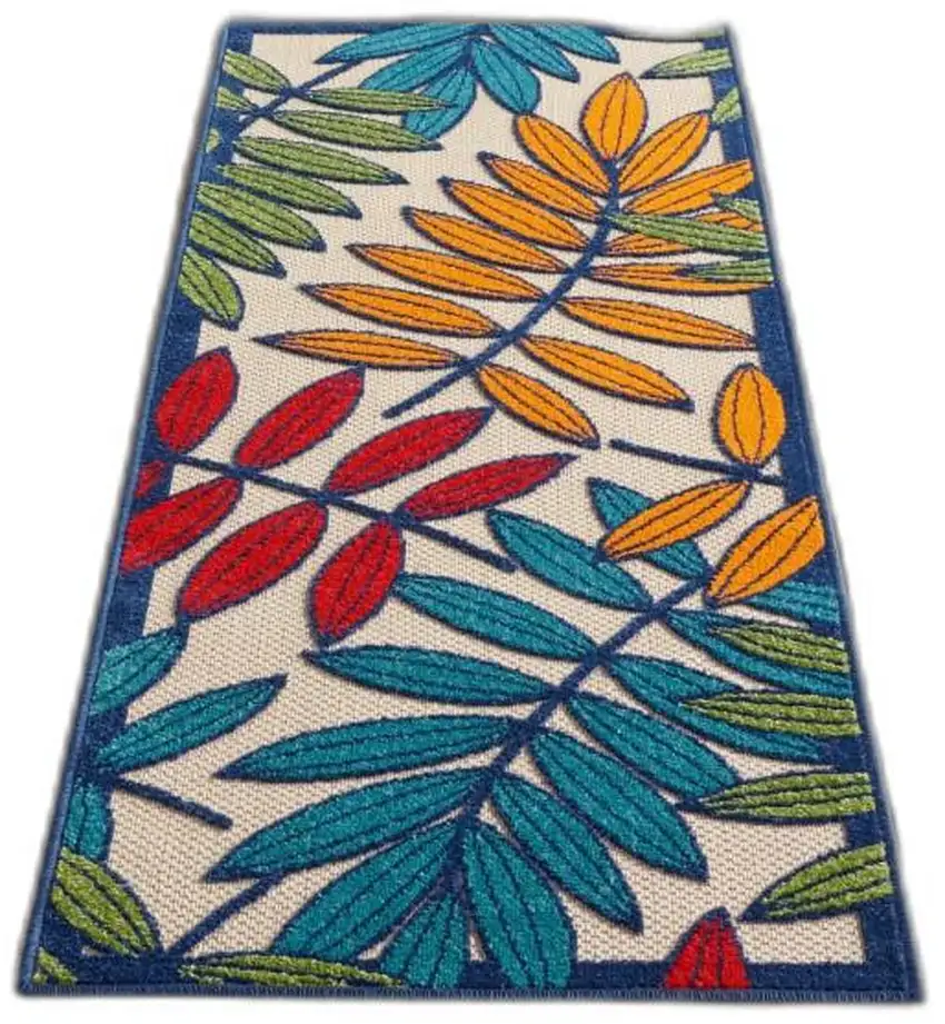 Multicolored Leaves Indoor Outdoor Runner Rug Photo 7