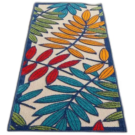 Multicolored Leaves Indoor Outdoor Runner Rug Photo 7