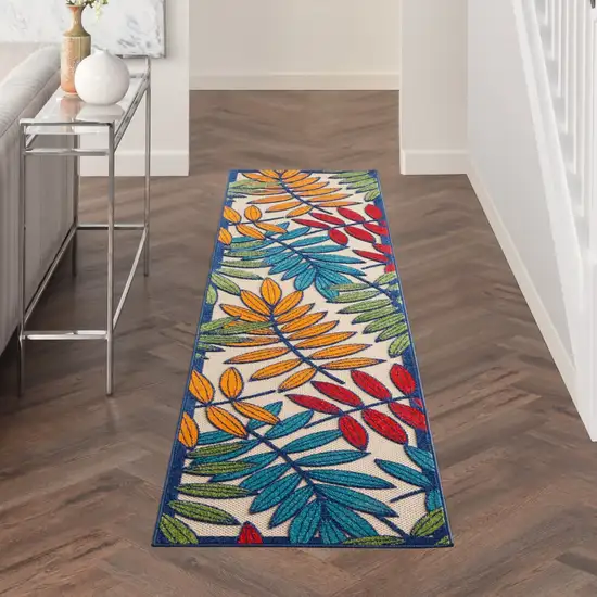 Multicolored Leaves Indoor Outdoor Runner Rug Photo 6