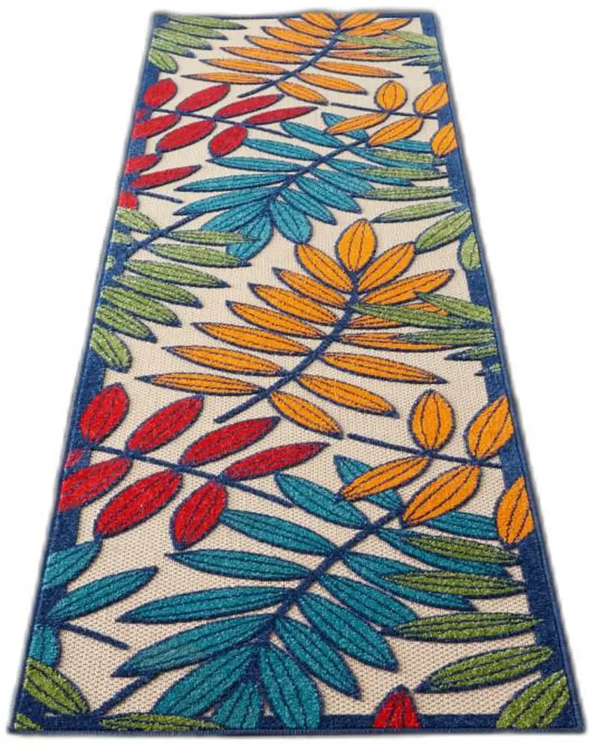 Multicolored Leaves Indoor Outdoor Runner Rug Photo 8