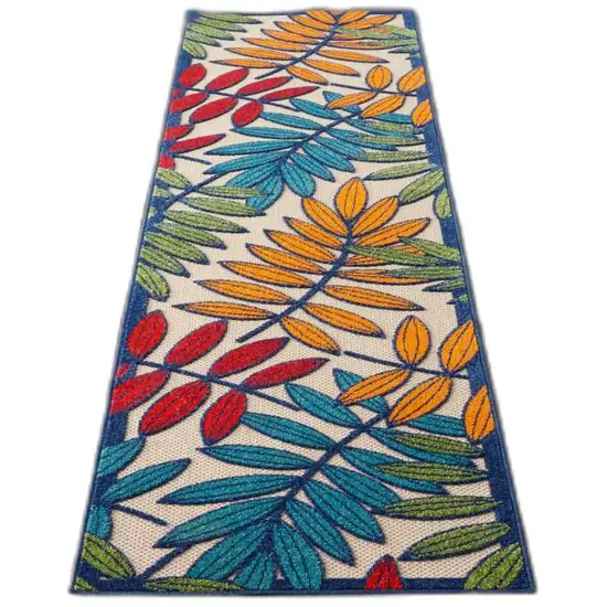 Multicolored Leaves Indoor Outdoor Runner Rug Photo 8