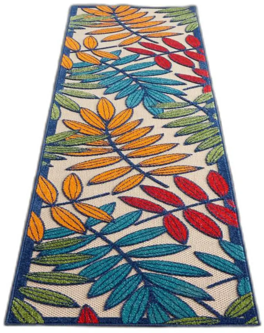 Multicolored Leaves Indoor Outdoor Runner Rug Photo 5