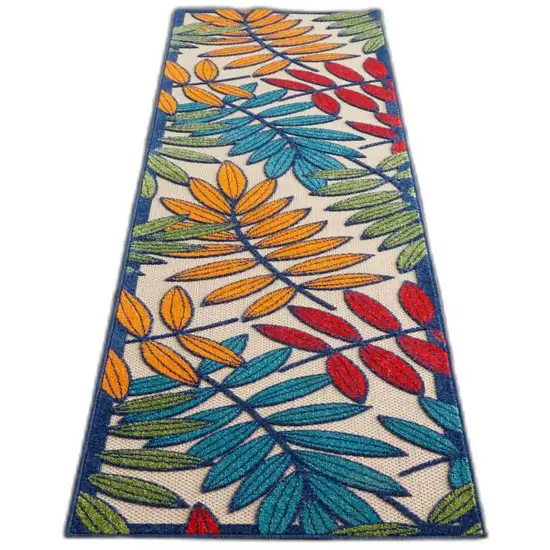 Multicolored Leaves Indoor Outdoor Runner Rug Photo 5