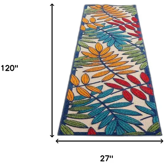 Multicolored Leaves Indoor Outdoor Runner Rug Photo 9